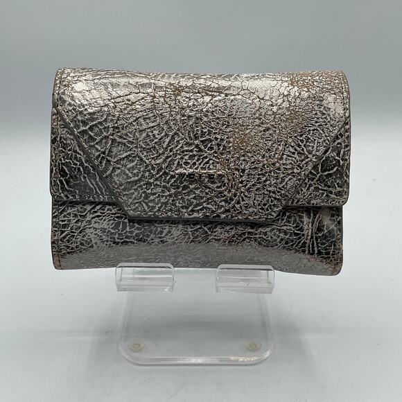 Velez Women's Tri-Fold Leather Wallet, Cracked Silver - Picture 1 of 11